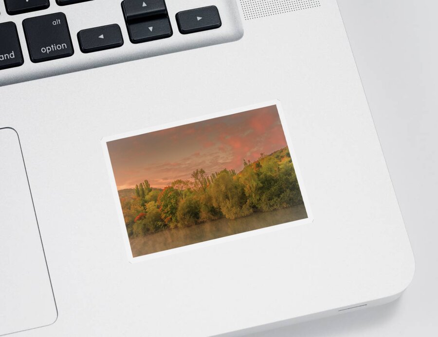 France Sticker featuring the photograph Autumn Morning Along the Shore of the River Seine by Marcy Wielfaert