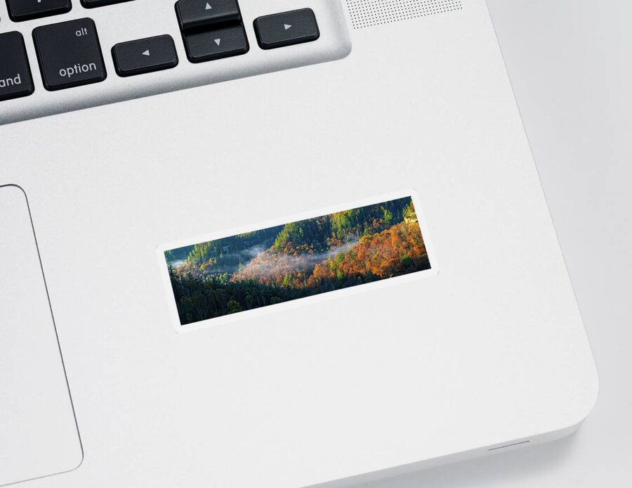 Autumn Sticker featuring the photograph Autumn Morning Mist by Monroe Payne
