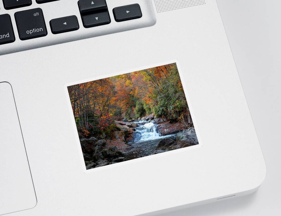 Cullasaja River Sticker featuring the photograph Autumn Rainbow On Cullasaja Falls by Dan Sproul