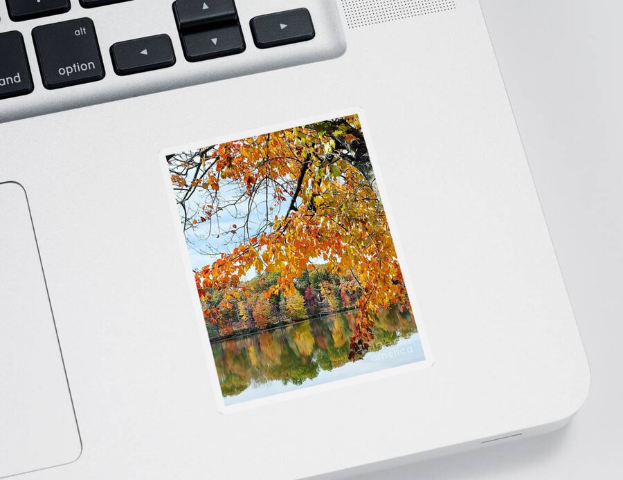 Autumn Sticker featuring the photograph Autumn Reflections by Anita Adams
