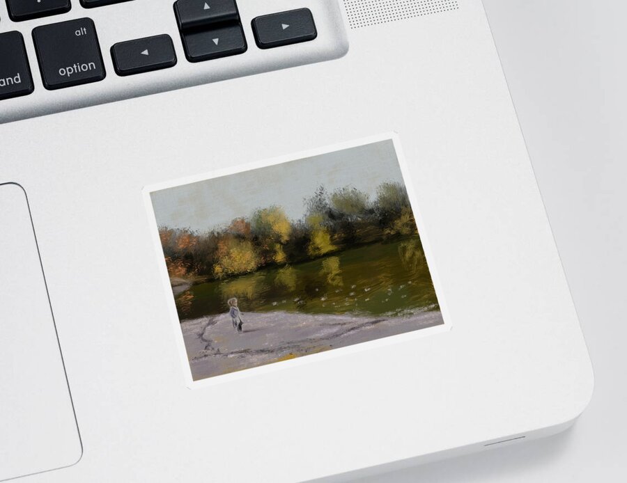 Autumn Sticker featuring the painting Autumn Reflections in Central Park by Larry Whitler
