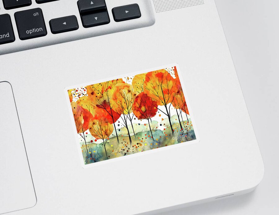 Autumn Sticker featuring the painting Autumn Trees by Tina LeCour