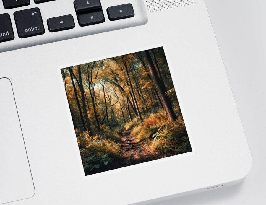 Trees Sticker featuring the photograph Autumn's Atelier by Bill and Linda Tiepelman