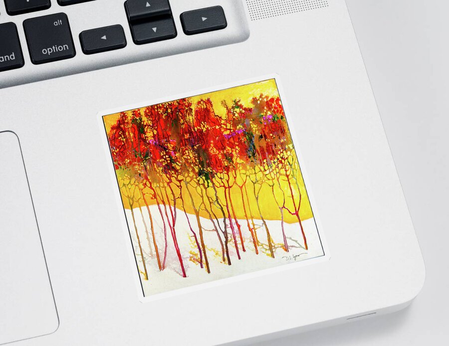 Abstract Sticker featuring the digital art Autumns Last Mosaic - Abstract Contemporary Acrylic Painting by Sambel Pedes