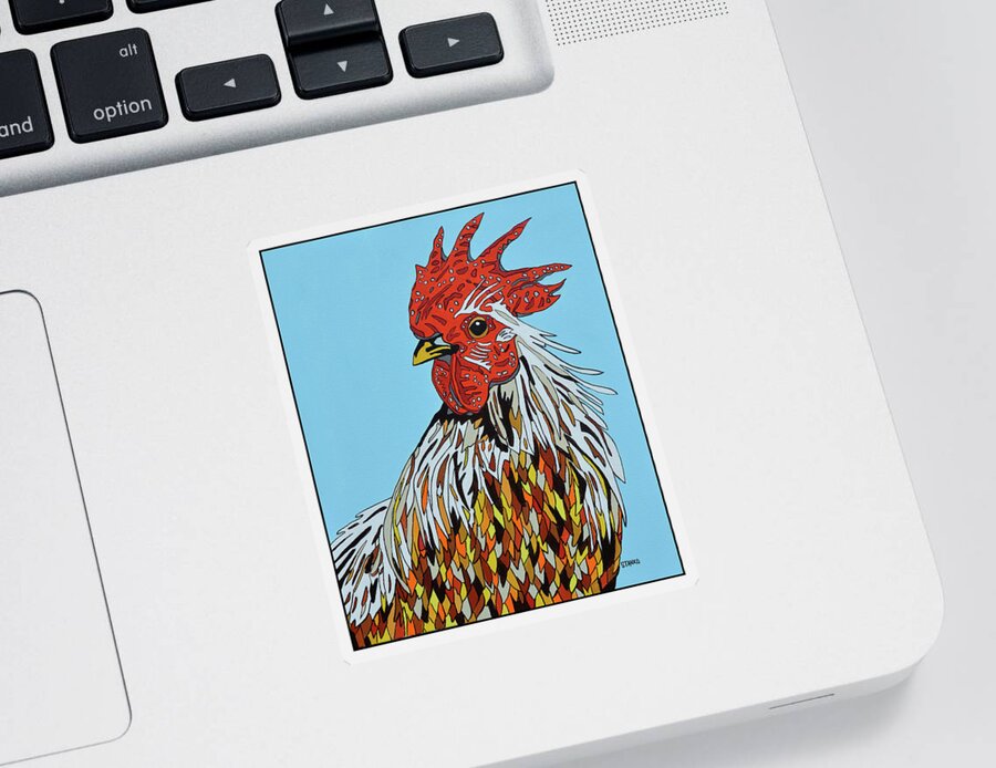 Rooster Chickens Farm Animals Birds Sticker featuring the painting Autumnus by Mike Stanko