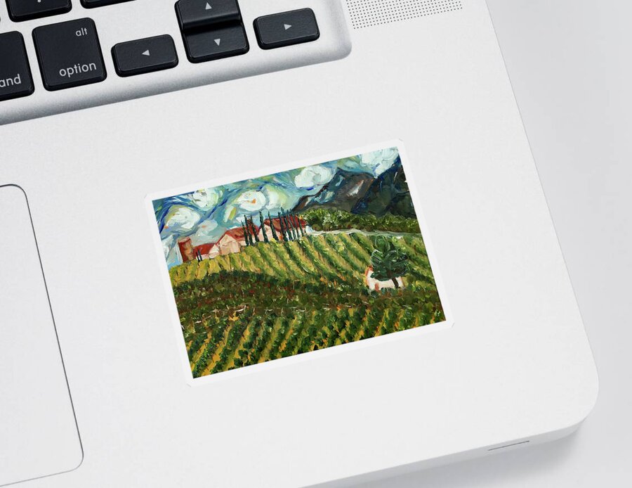 Avensole Winery Sticker featuring the painting Avensole Vineyard and Winery Temecula by Roxy Rich