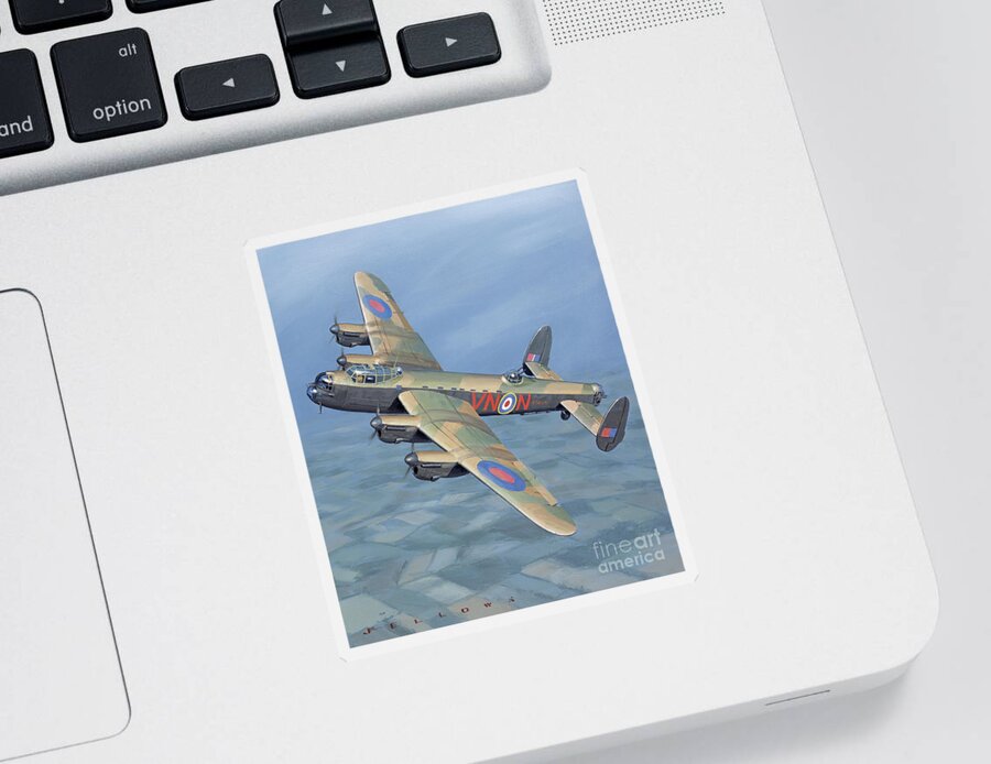 Aviation Sticker featuring the painting Avro Lancaster by Jack Fellows
