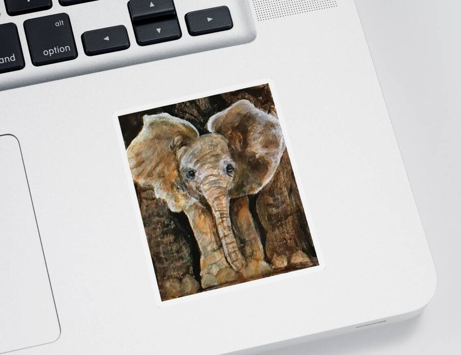 Art Sticker featuring the painting Baby Elephant by Tammy Pool