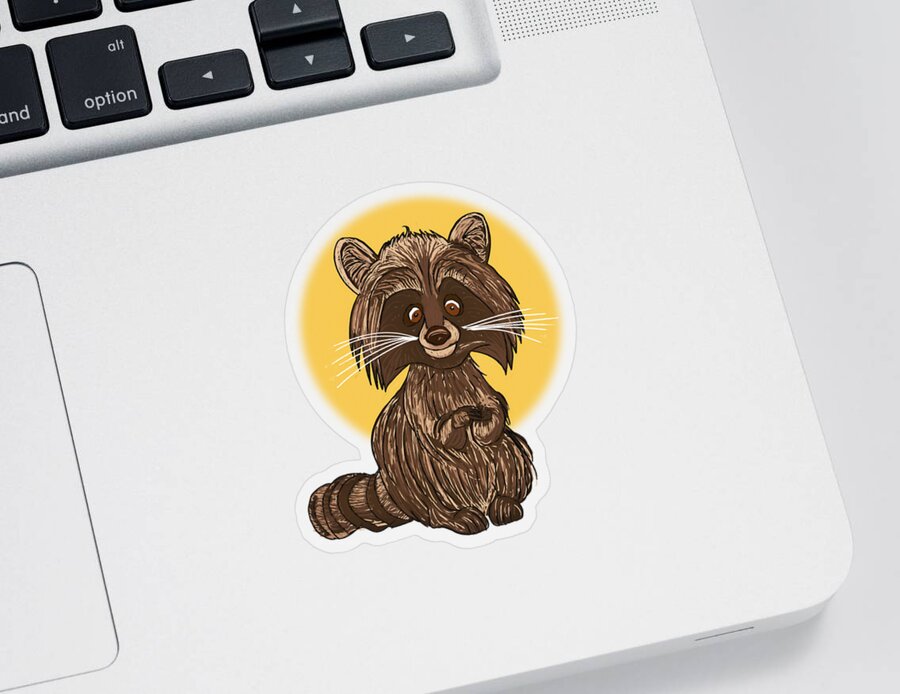 Raccoon Sticker featuring the digital art Baby Raccoon by John Haldane