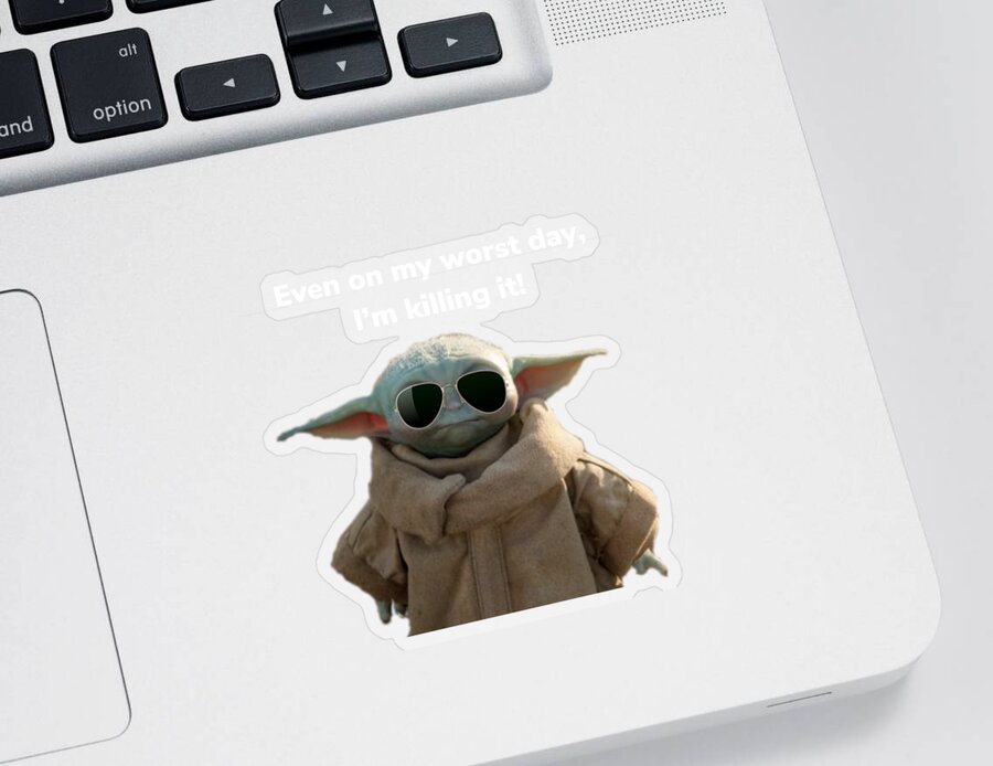 Baby Yoda Is So Cool Sticker by Dot Rambin - Pixels