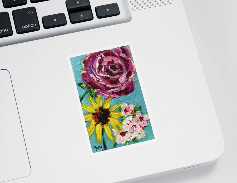 Roses Sticker featuring the painting Backyard Blooms by Roxy Rich