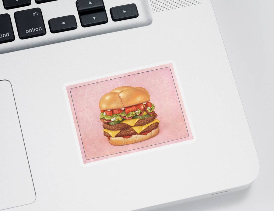 Burger Sticker featuring the painting Bacon Double Cheeseburger by James W Johnson