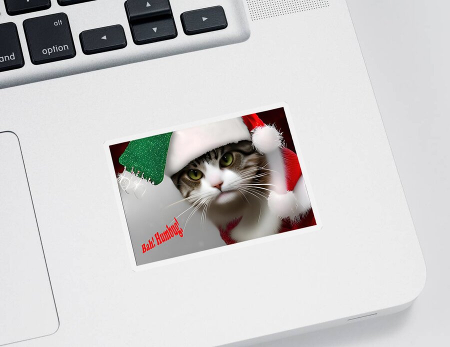 Cat Sticker featuring the photograph Bah humbug by Floyd Snyder