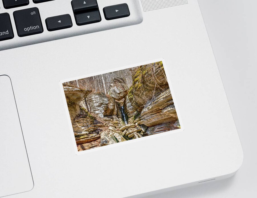 Leatherwood Creek Sticker featuring the photograph Balanced Rock Falls - Leatherwood Creek Trail by Gregory Ballos