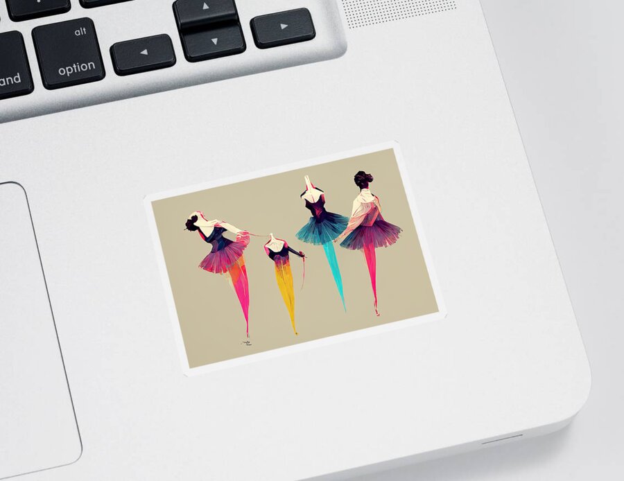 Picture Sticker featuring the painting Ballerina Chain Gang Vector Art Cmyk Bfc4d66e 4484 4ca6 B5bd 7c276a66fe78 by MotionAge Designs