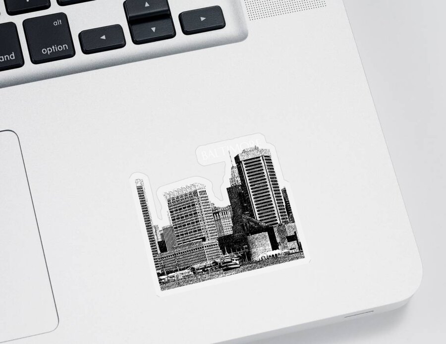 Architecture Sticker featuring the digital art Baltimore Skyline 1 - Violet by DB Artist