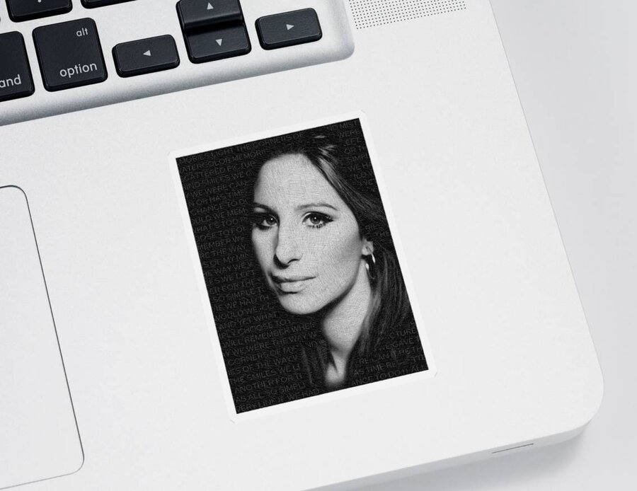 Barbra Streisand Sticker featuring the painting Barbra Streisand And Lyrics by Tony Rubino
