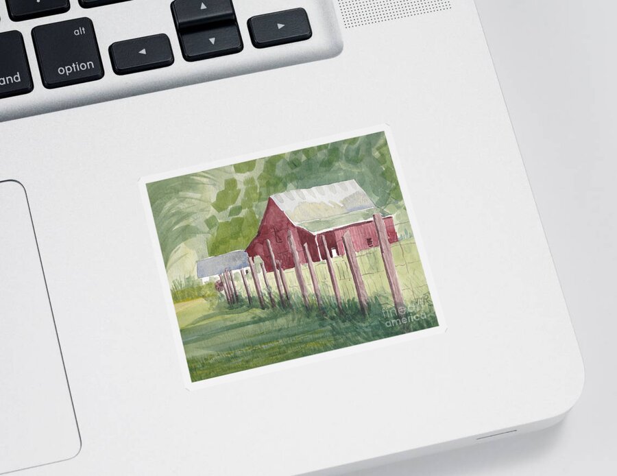 Maryland Sticker featuring the painting Barn, View #2, on Holly Drive by Mike Robinson