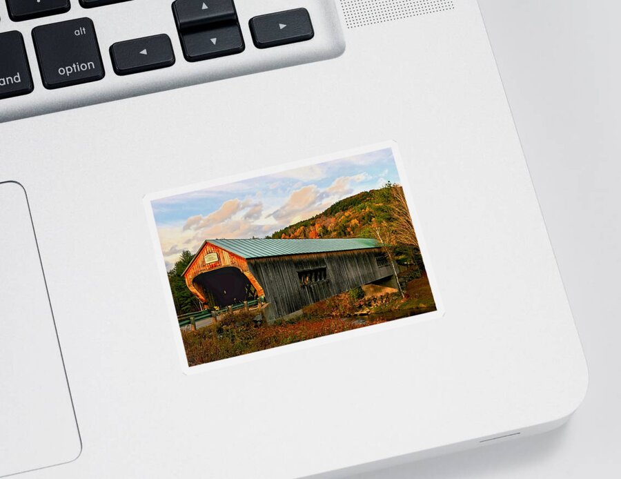 Covered Bridge Sticker featuring the photograph Bartonsville Covered Bridge by DJ Florek