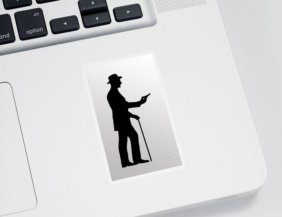 2d Sticker featuring the digital art Bat Masterson Silhouette Icon by Brian Wallace