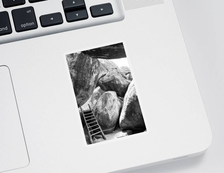 Baths National Park Sticker featuring the photograph Baths National Park Rocks in Black and White by James C Richardson