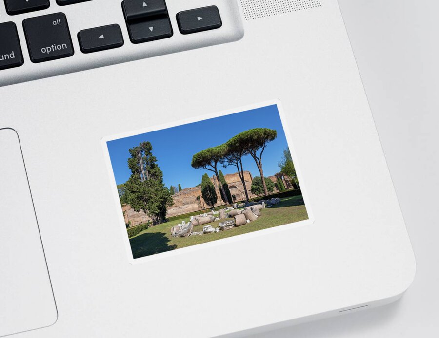 Baths Sticker featuring the photograph Baths of Caracalla Ruins of Rome by Artur Bogacki