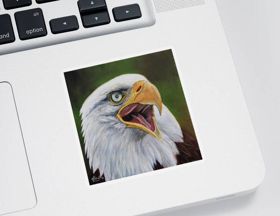 Bald Eagle Sticker featuring the painting Battle Cry by Tammy Taylor
