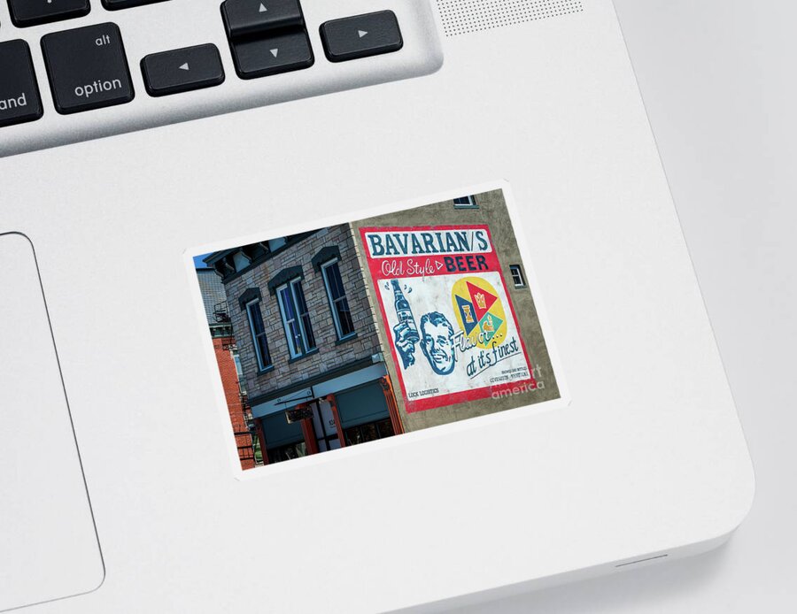 Bavarian Brewing Company Sticker featuring the photograph Bavarian Beer Brick Ad - Covington-Kentucky by Gary Whitton