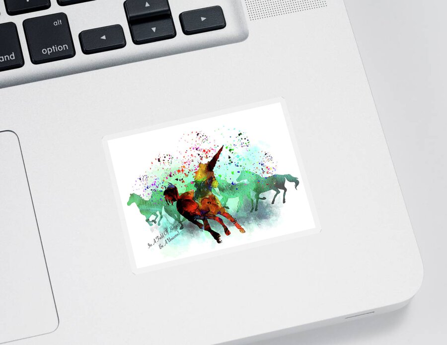 Unicorn Sticker featuring the painting Be A Unicorn by Miki De Goodaboom