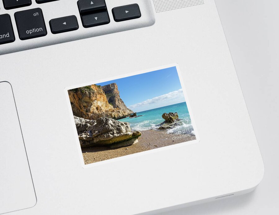 Cove Sticker featuring the photograph Beach, Sun and Mediterranean Sea - Cala Moraig 2 by Adriana Mueller