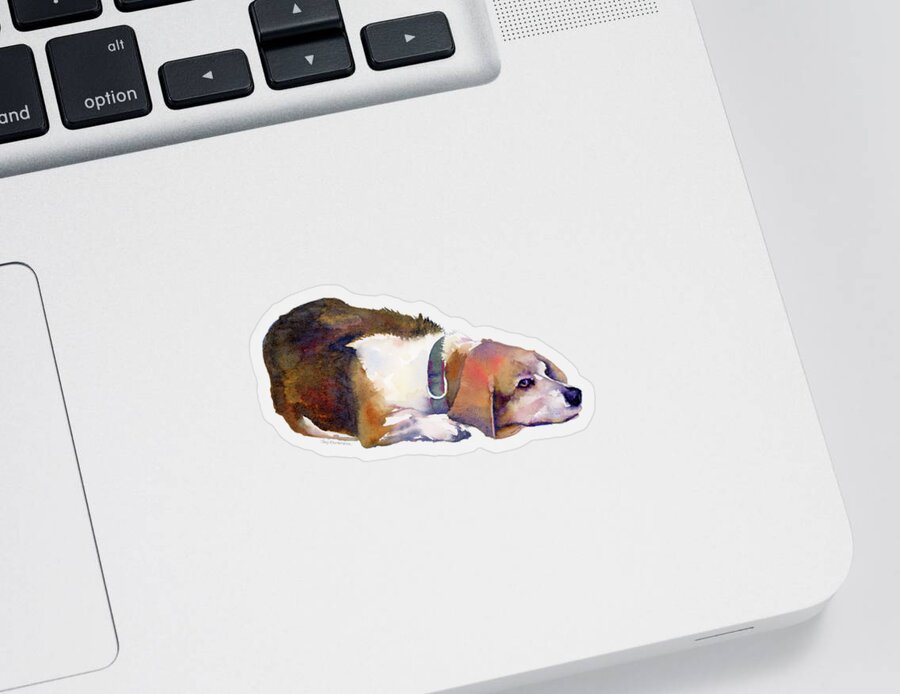 Beagle Sticker featuring the painting Beagle Thoughts by Amy Kirkpatrick