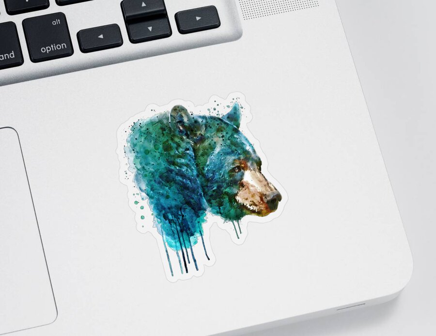 Marian Voicu Sticker featuring the painting Bear Head by Marian Voicu
