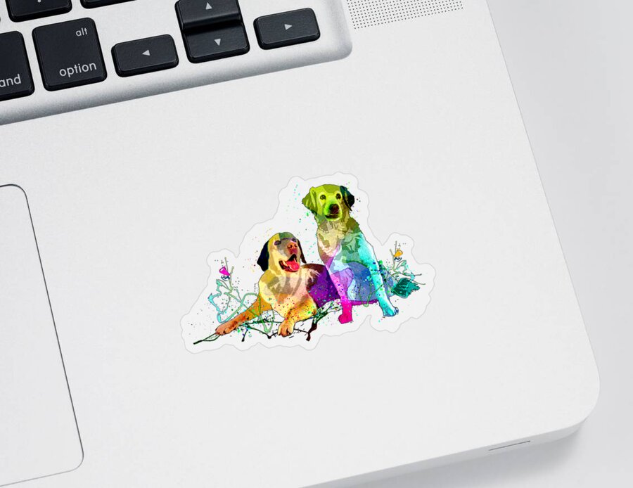 Dog Sticker featuring the painting Beau And Belle by Miki De Goodaboom