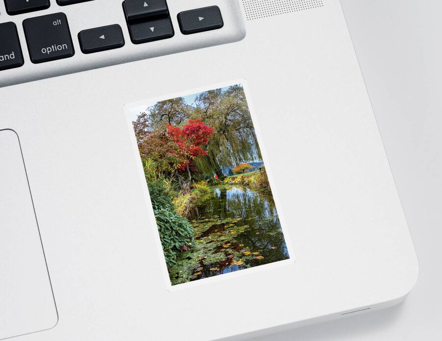 Alex Lyubar Sticker featuring the photograph Beautiful autumn in the park by Alex Lyubar