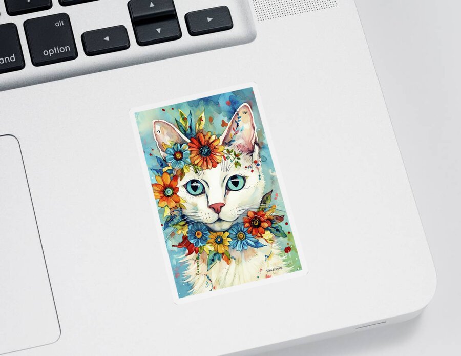 Cats Sticker featuring the painting Beautiful Bella by Tina LeCour
