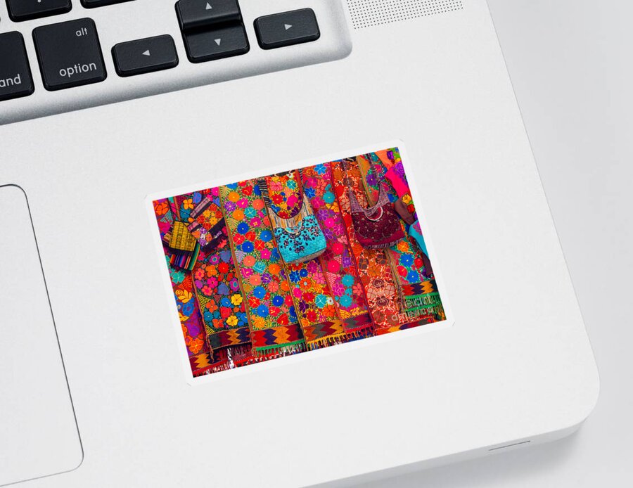 Color Sticker featuring the photograph Beautiful Flowers at the Otavalo Market in Ecuador by L Bosco