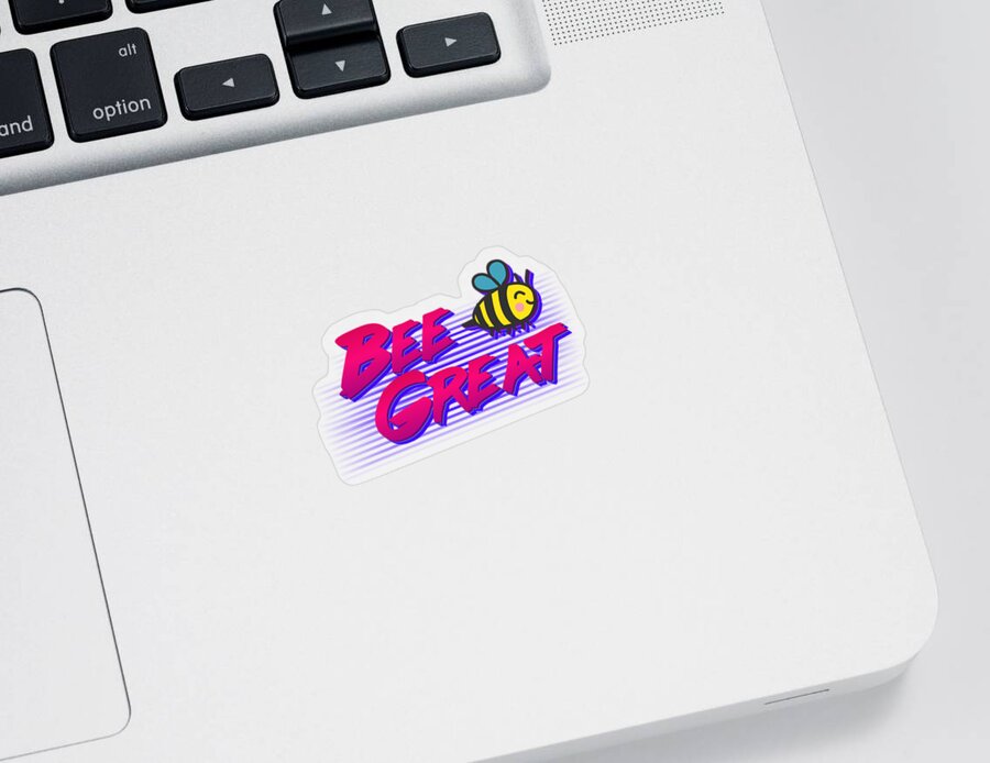 Funny Sticker featuring the digital art Bee Great Retro by Flippin Sweet Gear