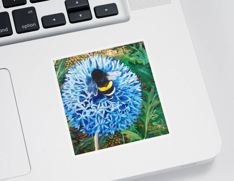Flower Sticker featuring the painting Bee Prepared by Merana Cadorette