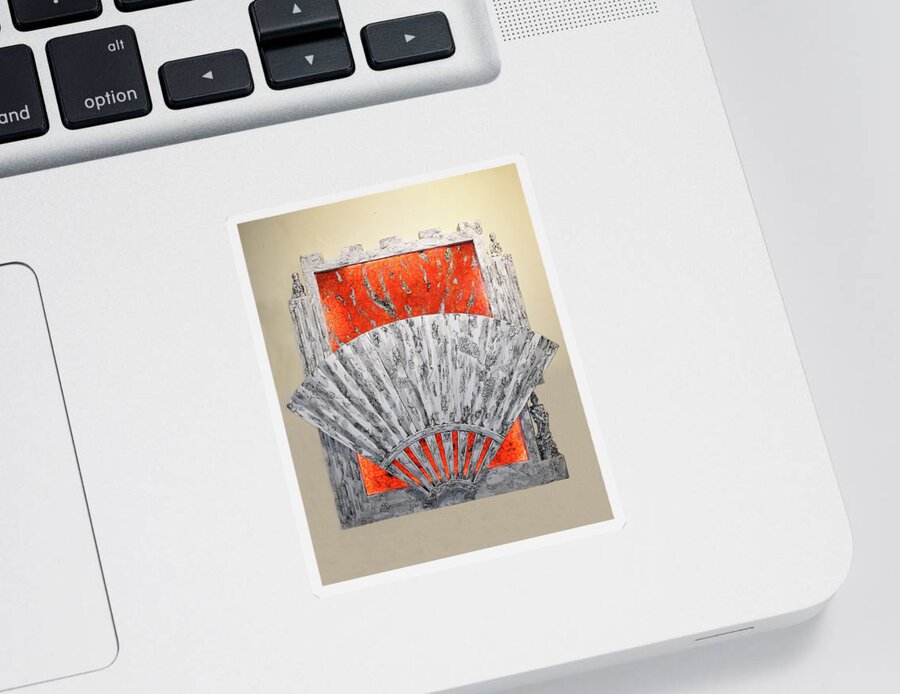 Fan Sticker featuring the mixed media Behind the Fan by Christopher Schranck