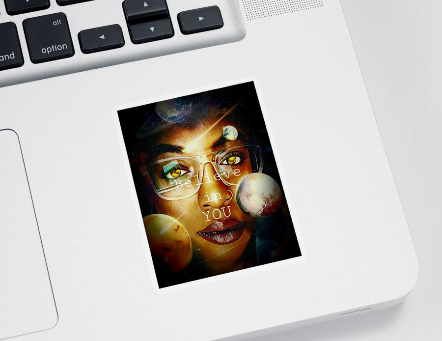 Portrait Sticker featuring the digital art Believe In You by Amber Lasche