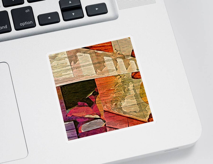 Abstract Sticker featuring the digital art Beneath the bridge landscape by Silver Pixie