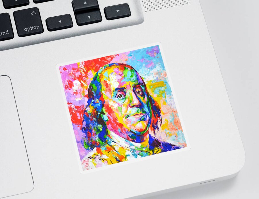 Benjamin Franklin Sticker featuring the painting Benjamin Franklin by Iryna Kastsova