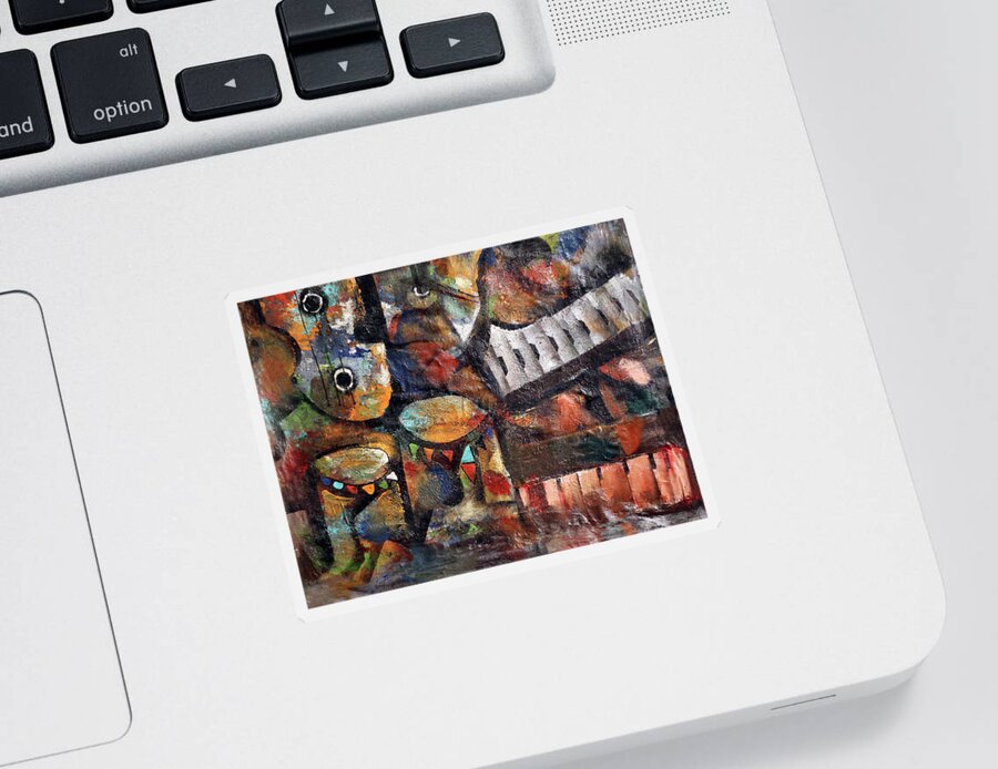 African Art Sticker featuring the painting Between The Keys by Peter Sibeko 1940-2013