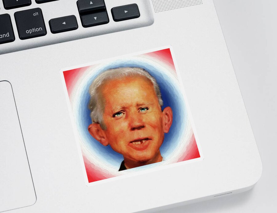 Biden Sticker featuring the digital art Biden Presidential Portrait by John Haldane