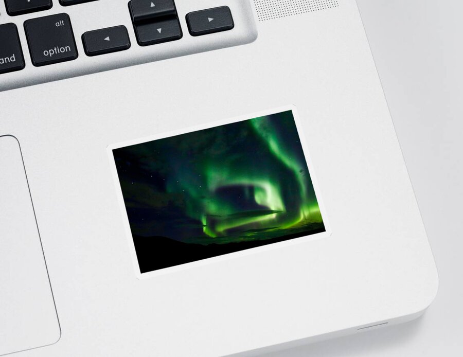 Aurora Sticker featuring the photograph Big Dipper in Iceland by Judy Cuddehe
