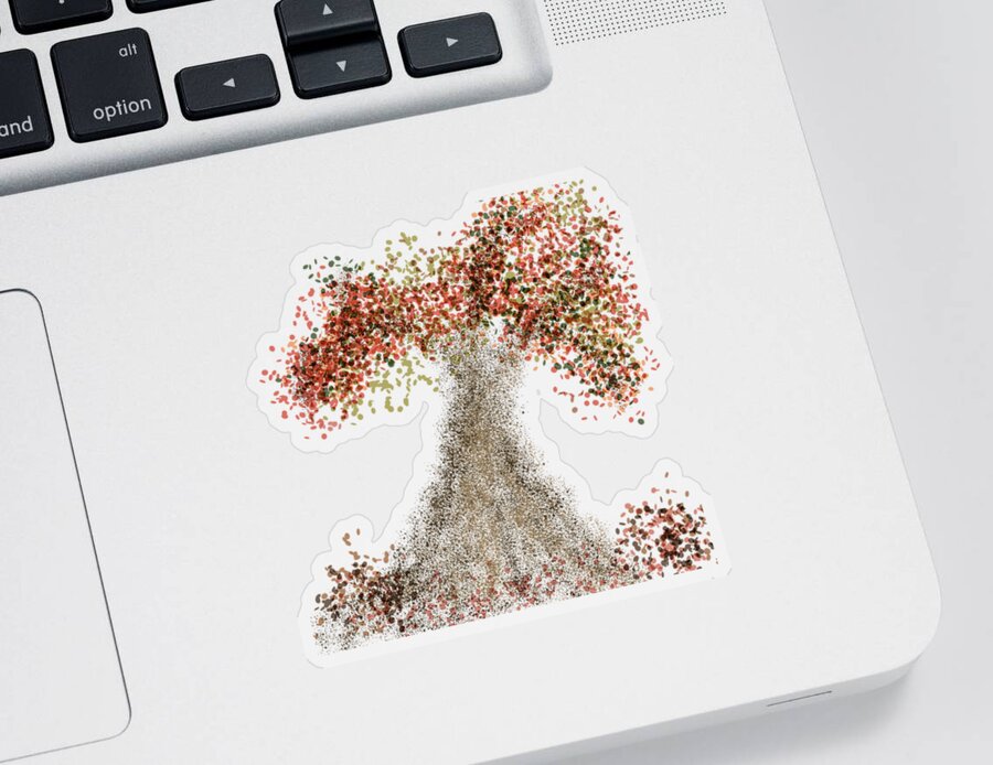 Fall Sticker featuring the digital art Big fall tree by Bentley Davis