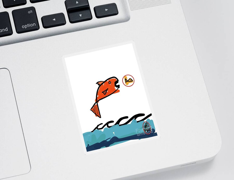  Sticker featuring the painting Big Fish by Oriel Ceballos