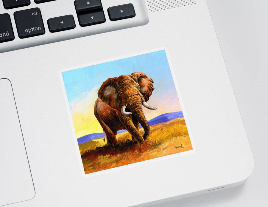Elephant Sticker featuring the painting Big Guy by Anthony Mwangi