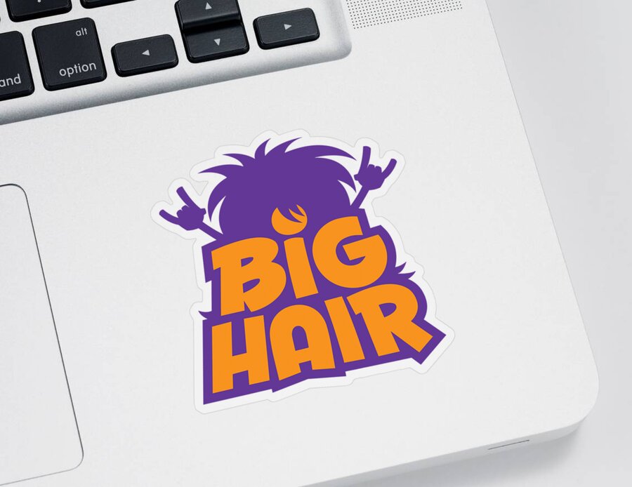 Metal Sticker featuring the digital art Big Hair Band Logo by John Schwegel