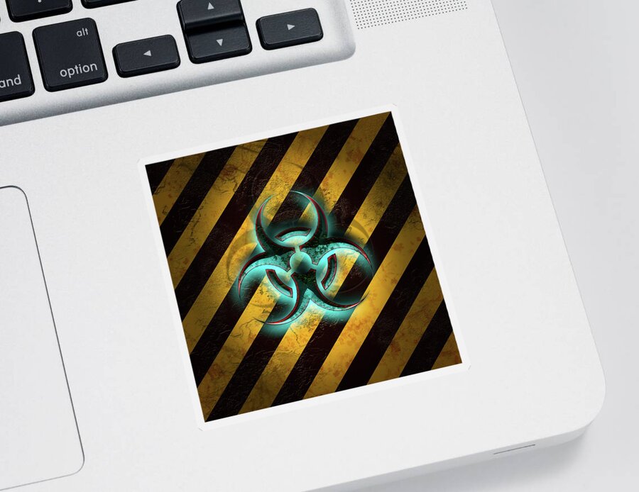 Biohazard Sticker featuring the digital art Biohazard Cyan by Liquid Eye